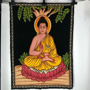 Tapestry Buddha Yoga raw edge 33 x 45 zen wall hanging